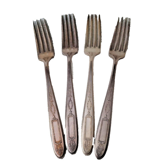 Set 4 Vintage Oneida Community Grosvenor DINNER FORKS Silver Plate No Monogram - Picture 1 of 6